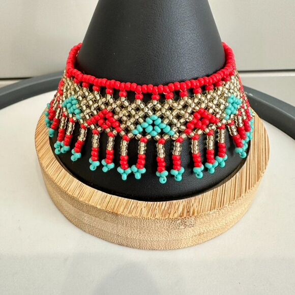 NWT Hikuri Illinois Huichol Necklace Earring Bracelet Set - Seed bead - Picture 5 of 11